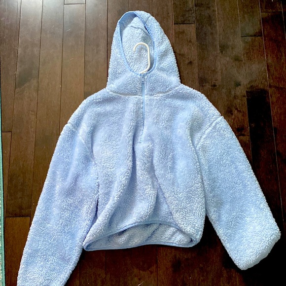Blue fluffy sweater! Quarter zip! Worn twice! - Picture 1 of 2